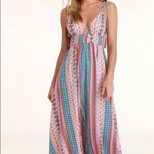 Lulu’s Maxin Relaxin Boho Maxi Dress Sz M